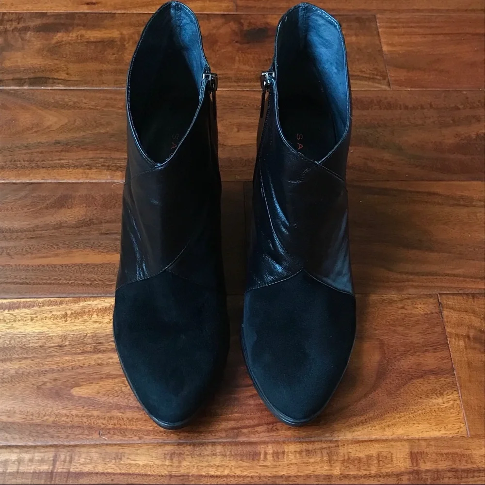Whimsigoth Witchy Leather & Suede High Heeled Ankle Boot Black Size 8.5